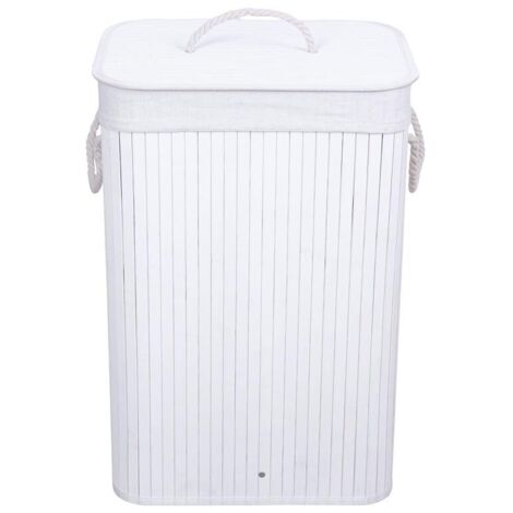Portabiancheria bamboo pieghevole - 40x30x60 cm bianco