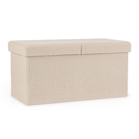 Set 2 Pouf Contenitore in Bouclé Beige Moderno da Interno - MARTIN (1/5)