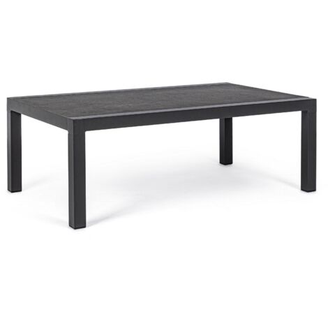Tavolo "Kledi" piano in ceramica, struttura in alluminio per esterno da 120 x 70 cm -Antracite
