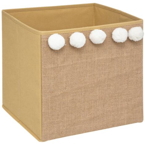 Box in juta con pompon 29x29x29 cm