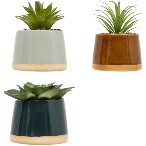 Pianta decorativa Be vintage H12 cm con vaso in ceramica reattiva, diverse varianti (1/5)