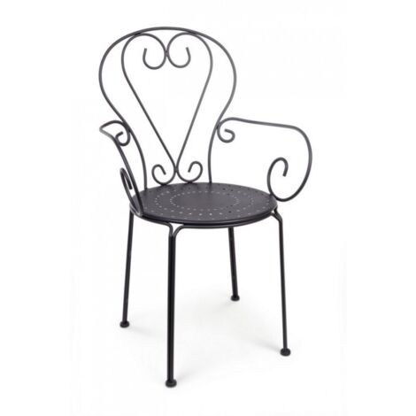 Sedia da giardino con braccioli in acciaio Antracite ETIENNE 49x49x h89 cm (1/5)