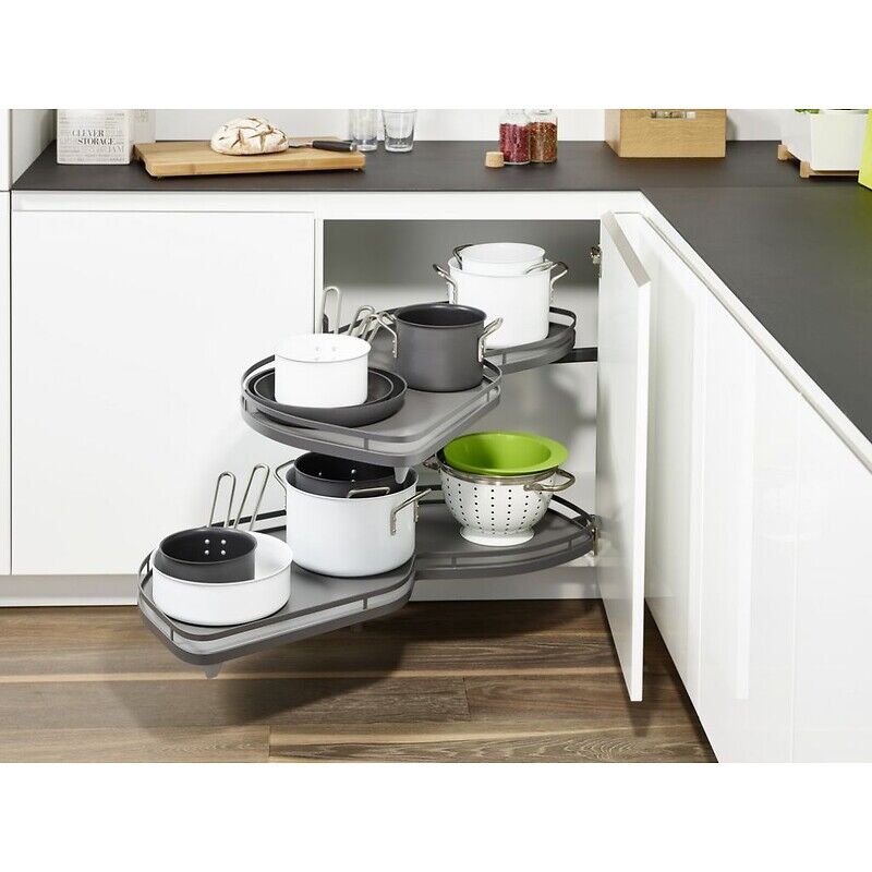 Meuble D'angle Coulissant Kessebohmer Le Mans Arena 400 - Couleur Anthracite, Pour Rangement Optimisé Dans Cuisine