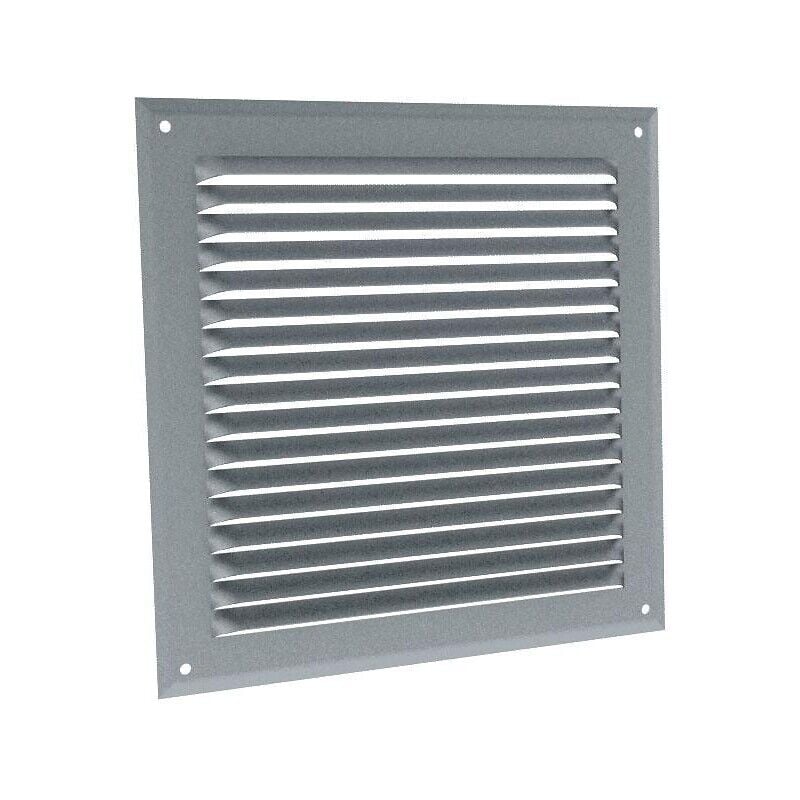 Grille d'aération en applique à auvent à visser GA AN en aluminium anodisé argent en 390 x 400 mm - ANJOS