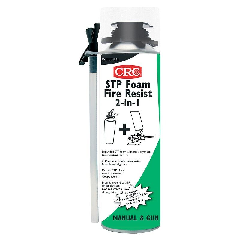 Mousse coupe-feu sans isocyanate 2 en 1 STP carton de 12 aérosols de 500ml net - CRC