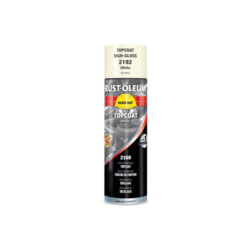 Peinture en aérosol HARD HAT - blanc RAL 9010 - brillant - 500 mL - RUST-OLEUM