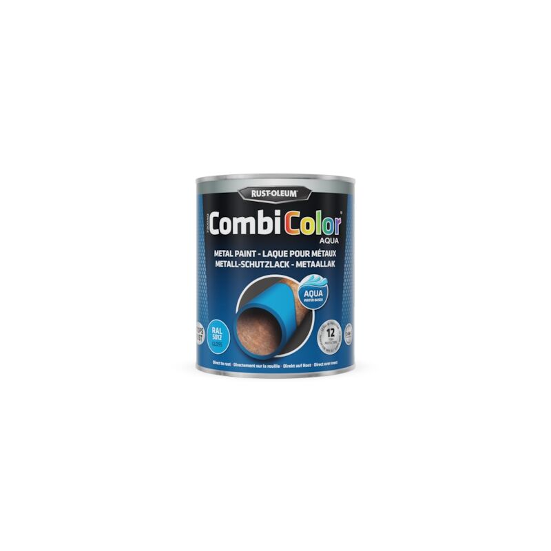 Peinture anti-rouille CombiColor Aqua - bleu RAL 5012 - 750 mL - RUST-OLEUM