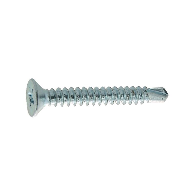 Vis autoperceuses tête fraisée empreinte Phillips acier zingué blanc entièrement filetées, diamètre 5,5 mm, longueur 45 mm, boît - VISWOOD