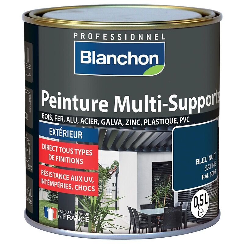 Peinture extérieure Multisupports résistante aux chocs et UV gris anthracite 7016 pot 0,5l - BLANCHON