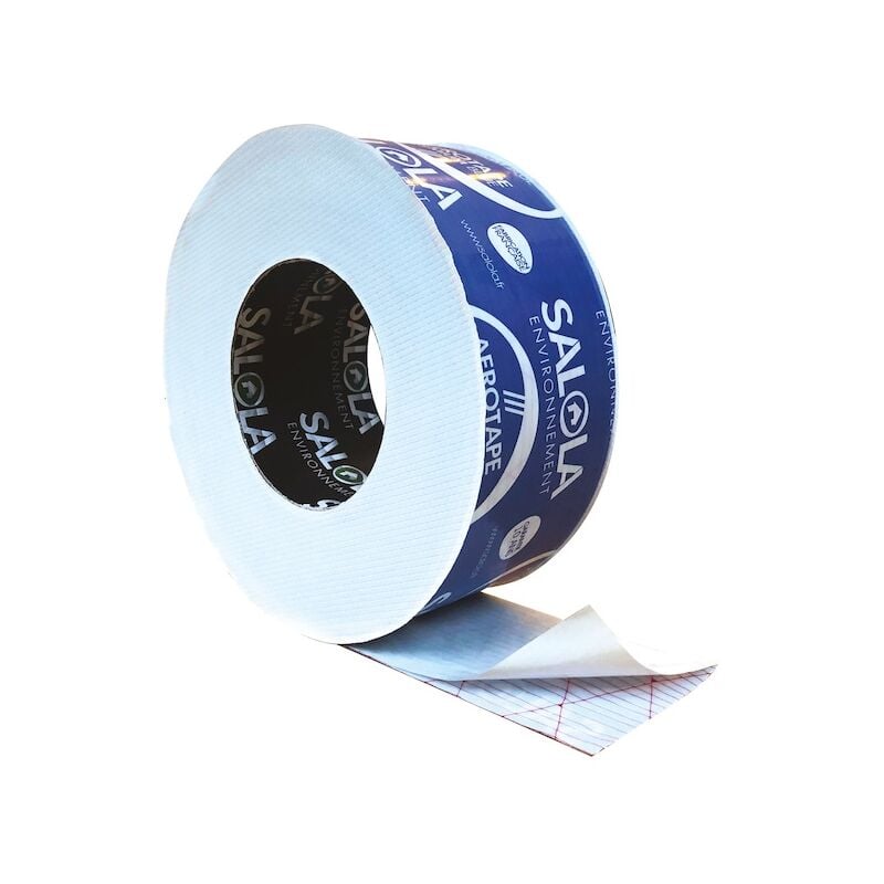 Bande adhésive pour pare-pluie. pare-vapeur et sous-toiture AEROTAPE PREMIUM BLUE - 100 mm x 25 m - bleu et blanc - SALOLA