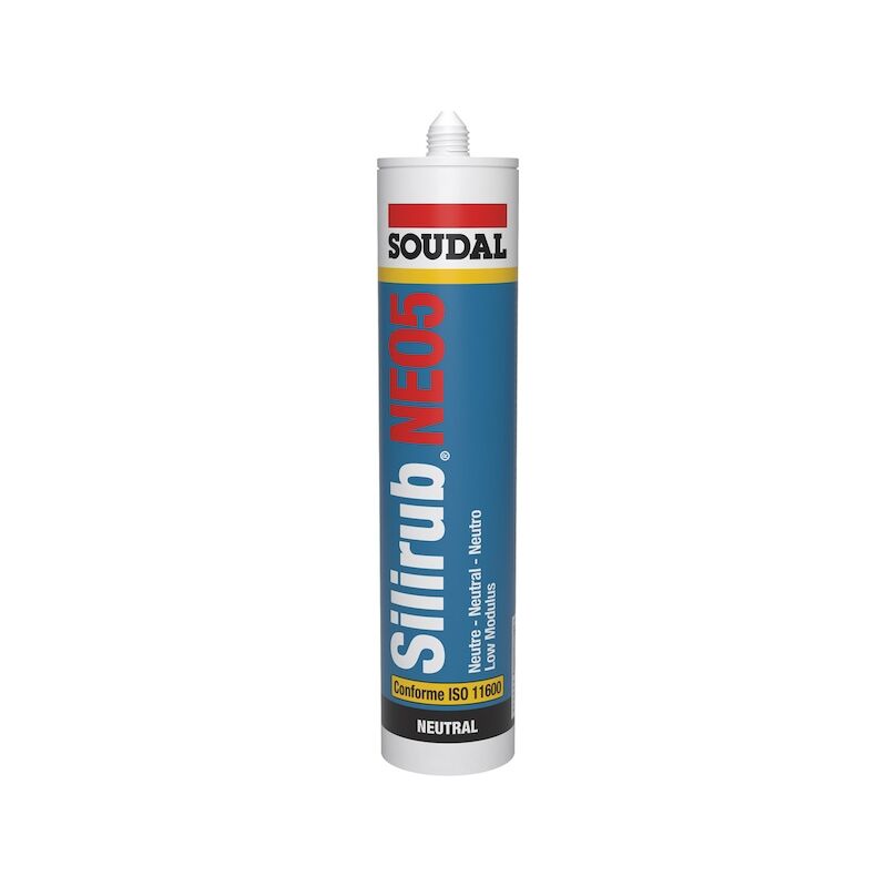 Mastic silicone SILIRUB NEO5 pour façades et vitrage - 300 ml - brun - SOUDAL