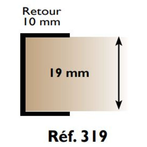 Profil d'habillage PVC carré 316 et 319 – Longueur 2,60 m – Épaisseur 19 mm – Couleur noir – Finition esthétique pour panneaux – Prunier Sarl