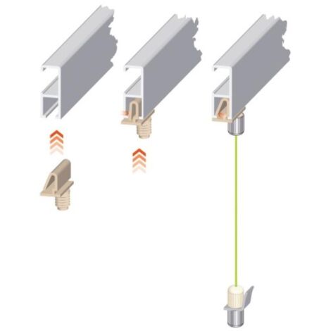 Kit cimaise Civiclic 2 fil de 2m + 2 crochets suspenseur argent 2 m - CIVIC
