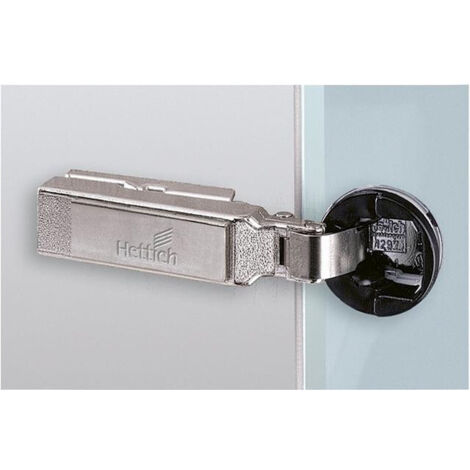 Hettich – Charnière pour meuble 72968 – Épaisseur de porte 4-6,5 mm – Angle d'ouverture 95° – Boîtier plastique noir Ø 26 mm