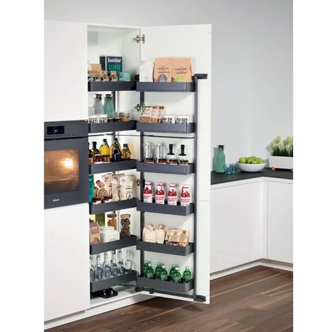 Kit de cadre coulissant pour meuble de cuisine Tandem 2 Pull-Out – H 1700 x L 600 mm – 5 étagères réglables – Finition anthracite – Kesseböhmer
