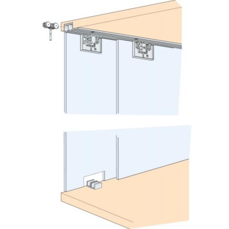 Kit de garnitures pour Clipo 16 GPK Inslide montage à l'intérieur du meuble - vantail 16kg pour porte en verre à coller - HAWA