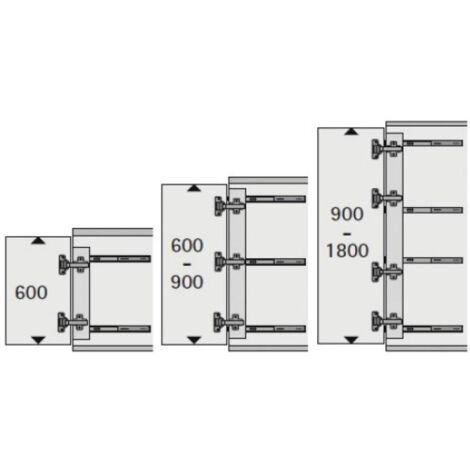 Hettich – Ferrure pour porte escamotable – Kit coulisses à billes 550 mm – Charge 14 kg – Hauteur de porte 600 à 1800 mm – Épaisseur 16 à 32 mm - KA5740