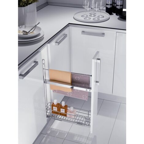 Porte-torchons en fil chromé – Fixation sur meuble – Charge max 25 kg – Coulisses montées à gauche – Gamme BC15 – Inoxa