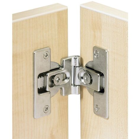 Hettich – Charnière invisible 180° pour portes pliantes – Axe de rotation décalé – Boîtier à visser Ø 35 mm – Finition zamak nickelé