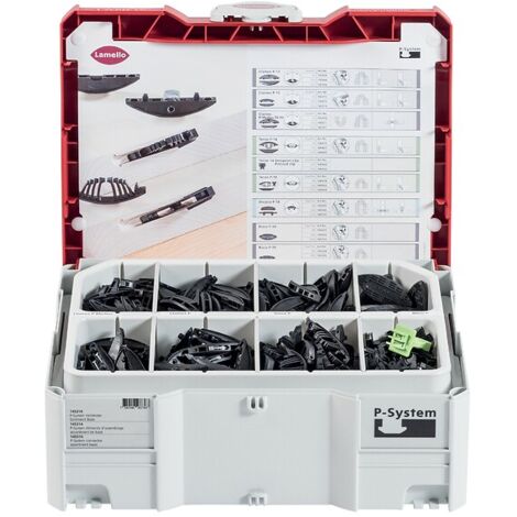 Lamello – Kit d'assortiment d'éléments d'assemblage P-System – 80 paires Clamex P-14 – 80 paires Tenso P-14 avec clip – Systainer T-Loc Gr. II