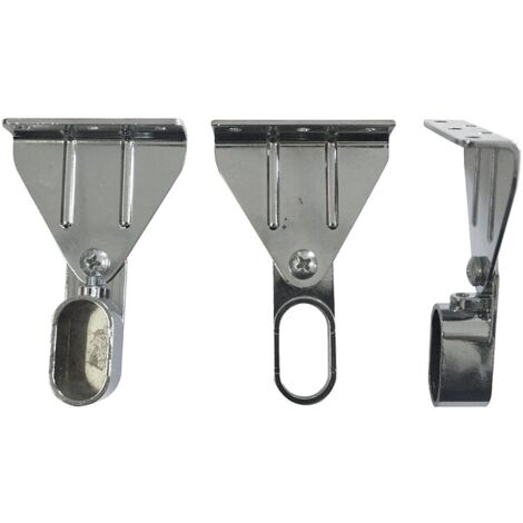 Kit de supports pour tubes ovale 30 x 15 sous-pente - 2 supports d'extrémité et 1 support central - chromé