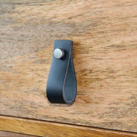 Poignée à tirette en cuir B0594 - 20 x 60 mm - finition cuir clair - CADAP (1/3)