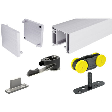 Kits complets SAF Slim pour porte bois - longueur 1,95 m - 21 à 60 kg - avec 1 amortisseur - finition noir brossé - MANTION