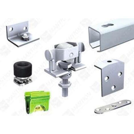 Mantion – Kit porte coulissante suspendue 1.85 m – Rail aluminium pour portes jusqu'à 40 kg – Installation facile avec accessoires inclus (1/2)