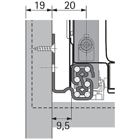 Coulisses à billes pour tiroir InnoTech Atira - charge 30kg - sortie totale - Quadro V6 Push to open - L 260 mm - HETTICH