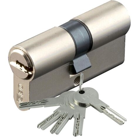 Cylindre double type ISR 6 laiton nickelé 5 clés sur numéro AGL 697 en 40 X 60 mm - ISEO CITY