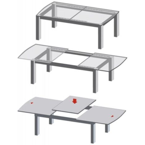 Coulisses de table à ouverture synchronisée – Charge 90 kg – Frein de blocage – Longueur 1350 mm – 2 allonges de 500 mm