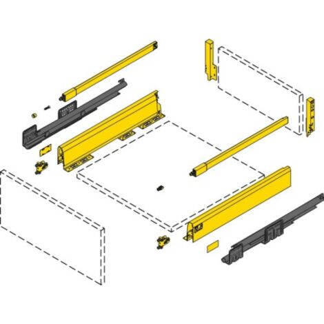 Hettich – Kit tiroir ArciTech à casseroles – Longueur 500mm – Hauteur 250mm – Tringles profil H94mm – Finition blanche