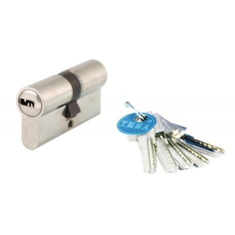 Tesa Securité – Cylindre de serrure double de sûreté T 60 débrayable 30 x 45 mm – 5 clés en laiton nickelé – Sécurité renforcée pour portes standards (1/4)