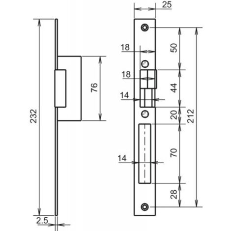 Metalux – Gâche électrique pour serrure – Fonctionnement à pression – Finition métal – Largeur 25mm – Pour usage professionnel et semi-professionnel