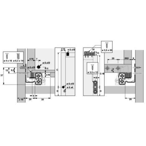 Hettich – Coulisse pour tiroir à billes Quadro V6 Silent System – Charge 30 kg – Longueur 500 mm – Enfichage simple – Acier zingué