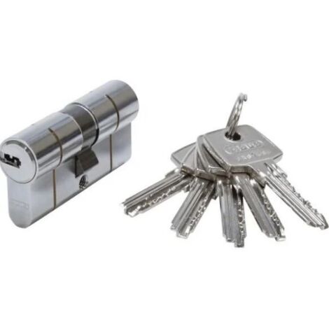 Abus – Cylindre de serrure D6 PS 45 x 45 nickelé – Protection anti-casse – 5 clés réversibles – 6 goupilles – Clé réversible