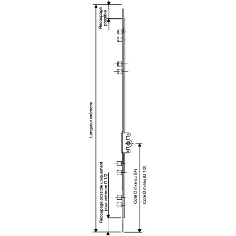 FERCO CREMONE VERROU Jet 15 - cote D fixe : G-12425 - 1226 à 1350 mm - 500 - 1350 - 3