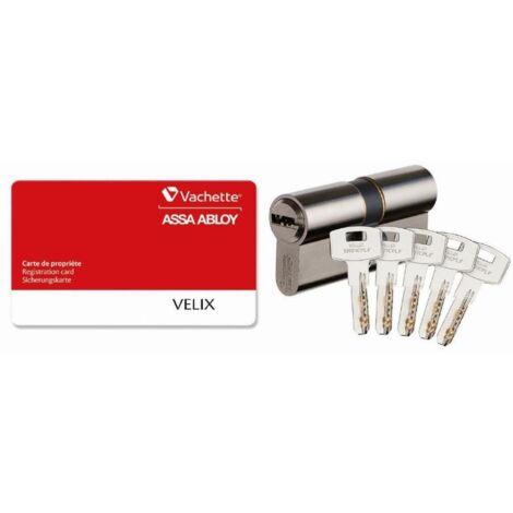 Vachette – Cylindre de serrure double entrée 30x70 avec 5 clés réversibles – Anti-perçage et anti-crochetage – Nickelé – 28178000
