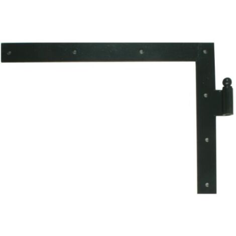 Paumelle équerre haute gauche 400 x 550 mm à boule en acier phorétique noir à visser pour volets et portail (1/2)