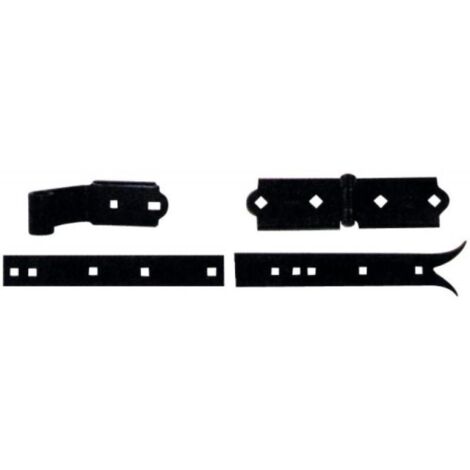 Torbel – Kit ferrure queue de carpe 4 pièces noir pour volet double – Acier noir résistant – Barre de départ 713 mm – Design esthétique - 1538C24 (1/3)
