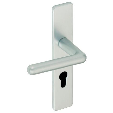 Vachette – Ensemble sur grande plaque carrée en aluminium anodisé – Ton argent – Col rallongé extérieur – Entraxe 195mm – Passage main libre 63mm (1/2)