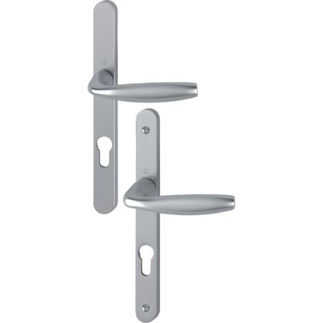 Ensemble sur plaque étroite de 24 mm ligne New York clé I carré 7 entraxe 70 pour porte 58-67 mm aspect inox F9 - HOPPE (1/2)