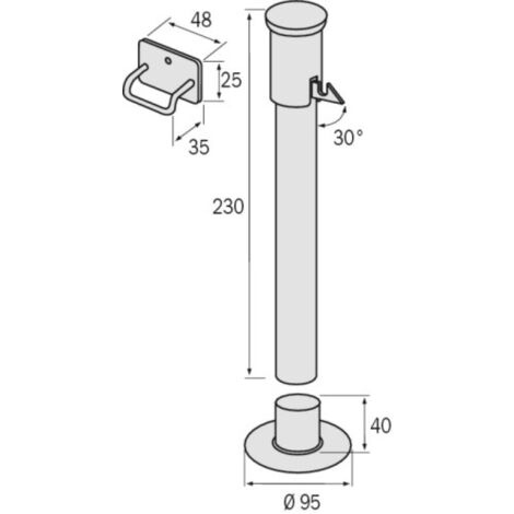 Tirard – Arrêt à pompe avec embase à visser pour portail battant – Aluminium et ABS – Déverrouillage automatique avec ressort de compression