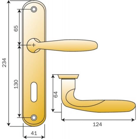 Hoppe – Ensemble de porte Verona – Poignée intérieure en laiton poli – Entraxe 195 mm – Épaisseur de porte 33 à 47 mm – 2811051 - 265LF (1/5)