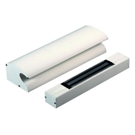 Groom – Bandeau ventouse 1 vantail 300kg – Tension 12/24/48V – Longueur 400 mm – Fixations invisibles en aluminium laqué