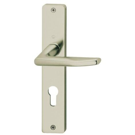 Hoppe – Poignée de porte d'intérieur sur plaques Zürich – Entraxe 170 mm – Aluminium anodisé ton champagne – Système de condamnation
