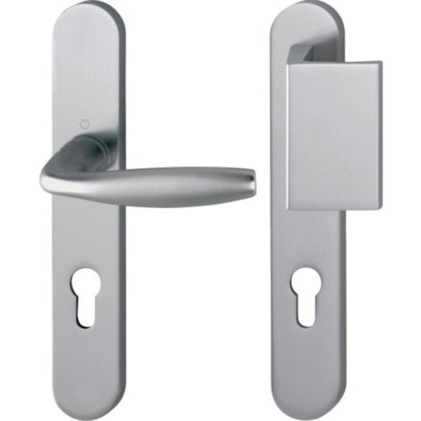 Ensemble de béquille New York - HOPPE AG - Noir mat - Plaque 234 x 38 mm - entraxe de fixation 195 mm - Palière - clé I (1/4)