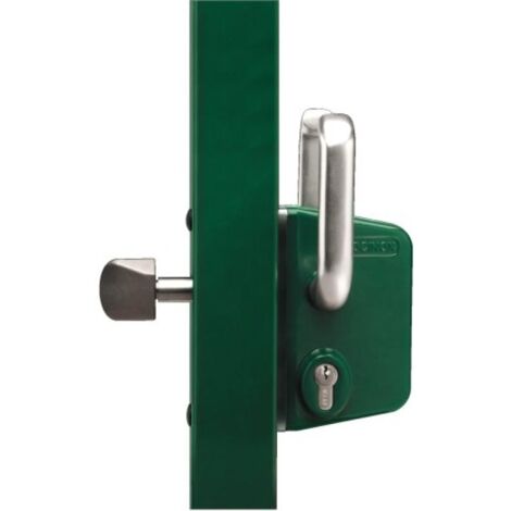 Serrure de portail coulissant à cylindre européen, axe 35 mm, profil 80, vert - LOCINOX