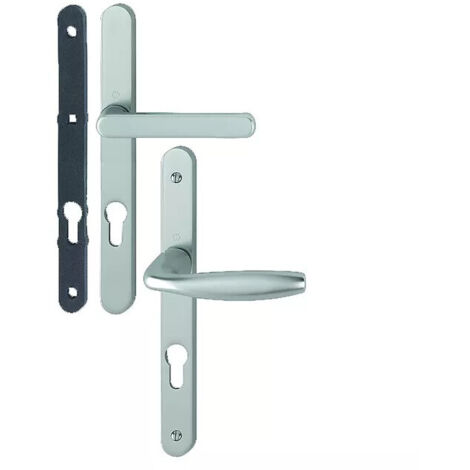 Ensemble de béquille plaque étroite New York - HOPPE AG - Aspect inox - Pour épaisseur de porte de 68 à 77 mmCarré de 8 mm - EA 92 mm