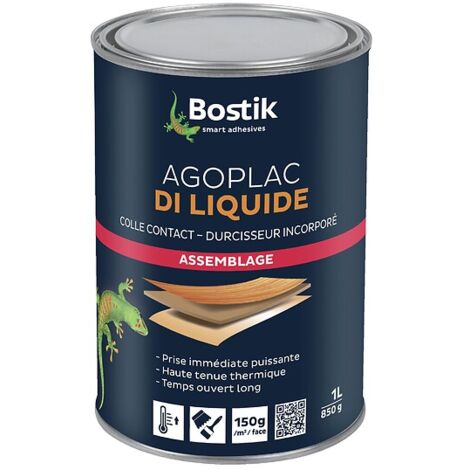 Bostik – Colle néoprène Agoplac DI liquide 15L – Monocomposant contact à froid – Prise rapide et résistance thermique élevée – Pour bois, caoutchouc, cuir